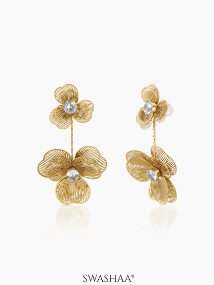 Liressa Flower Women's Drop Earrings 18K Gold Plated