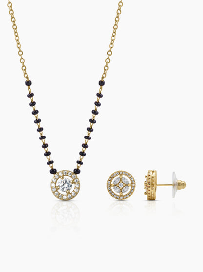 Lisa 18K Gold Plated Mangalsutra Jewelry Set Of 2 - Necklace & Earrings Gold