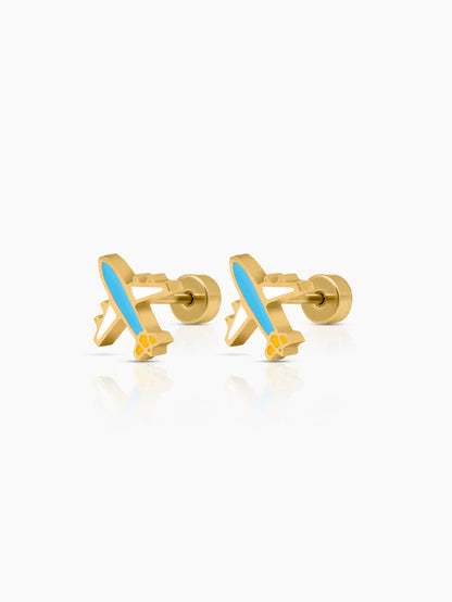 Little Airplane 18K Gold Plated Kid's Earrings