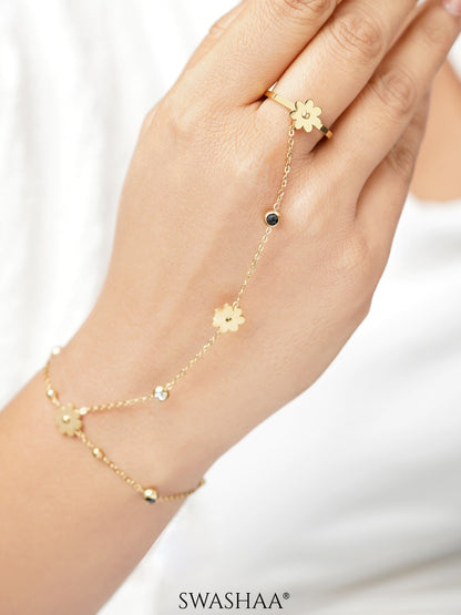 Liyana Elina Flower 18K Gold Plated Ring Bracelet