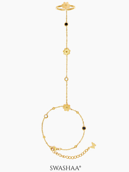 Liyana Elina Flower 18K Gold Plated Ring Bracelet Gold