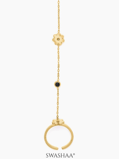 Liyana Elina Flower 18K Gold Plated Ring Bracelet