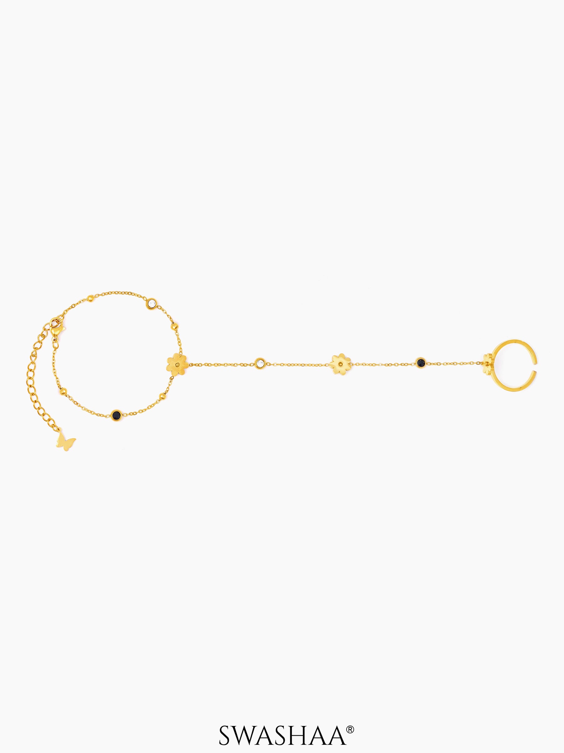 Liyana Elina Flower 18K Gold Plated Ring Bracelet
