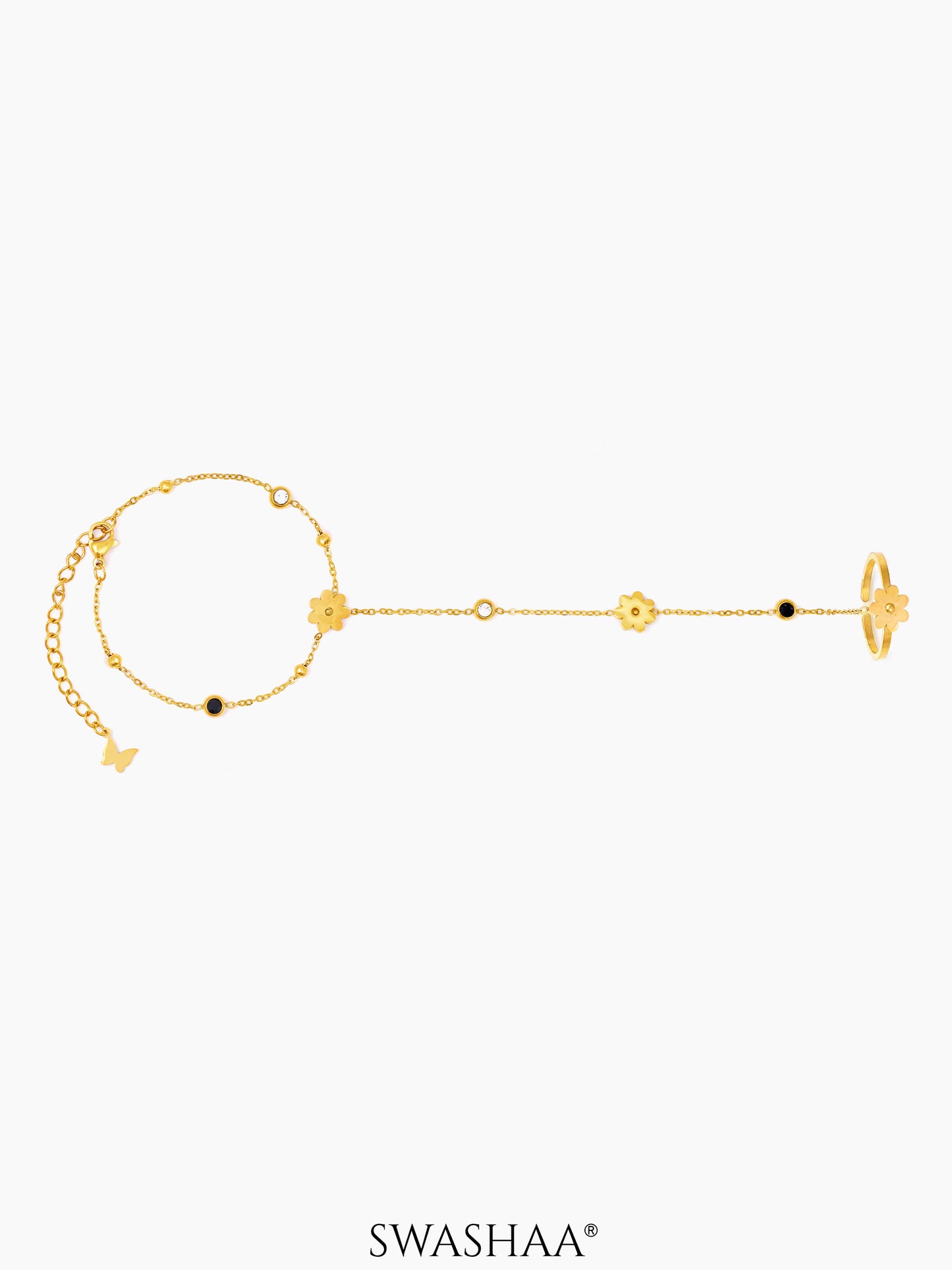 Liyana Elina Flower 18K Gold Plated Ring Bracelet