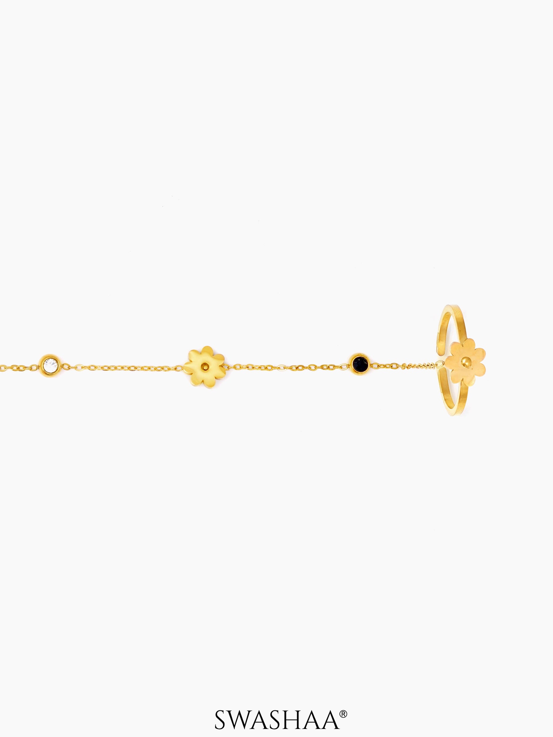 Liyana Elina Flower 18K Gold Plated Ring Bracelet