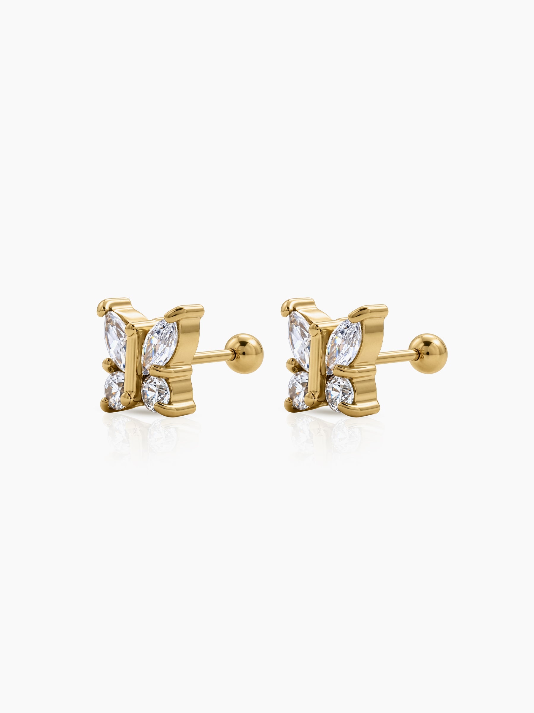 Loraya Diamond Butterfly 18K Gold Plated Earrings