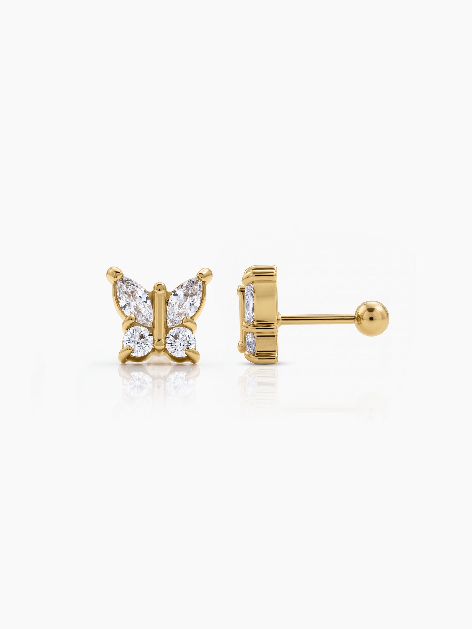 Loraya Diamond Butterfly 18K Gold Plated Earrings Gold