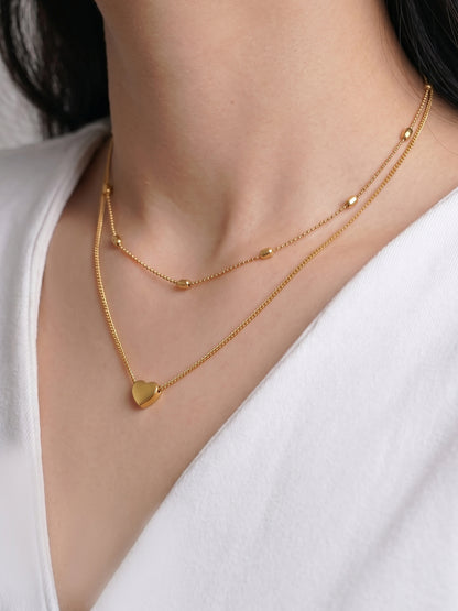Lorena Heart Drop 18K Gold Plated Layered Necklace