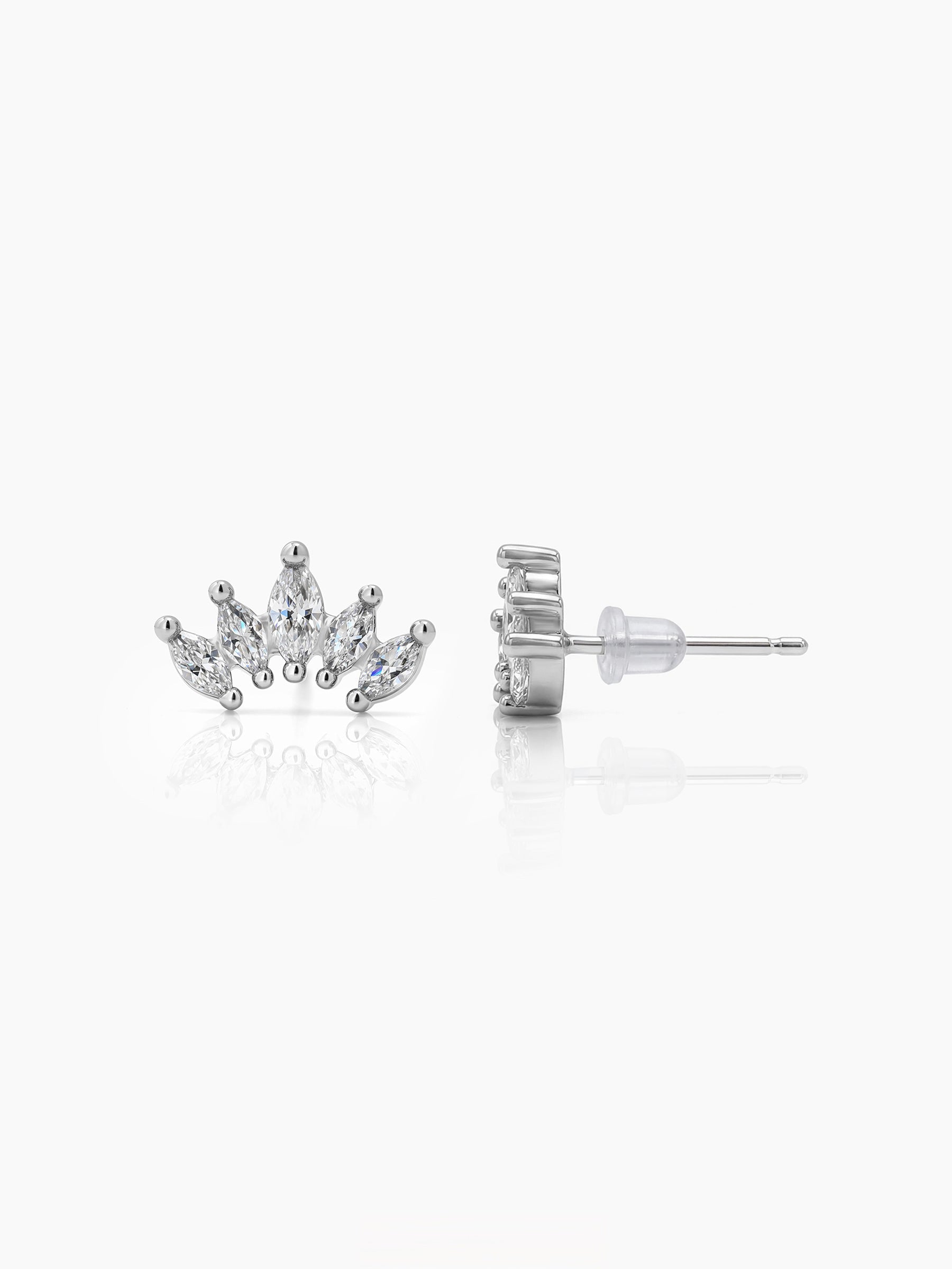 Lorina Mini Crown Silver Earrings Silver