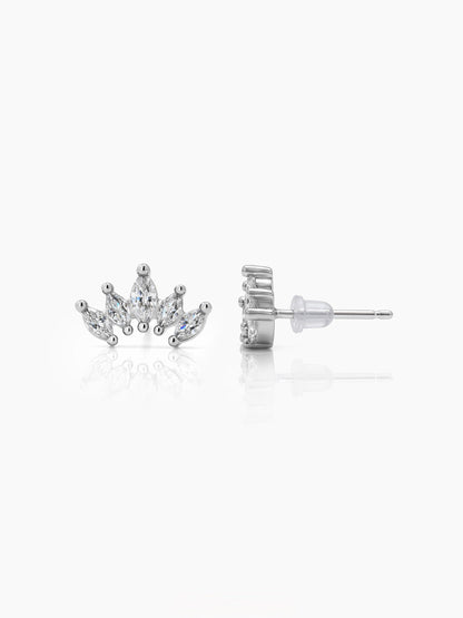 Lorina Mini Crown Silver Earrings Silver