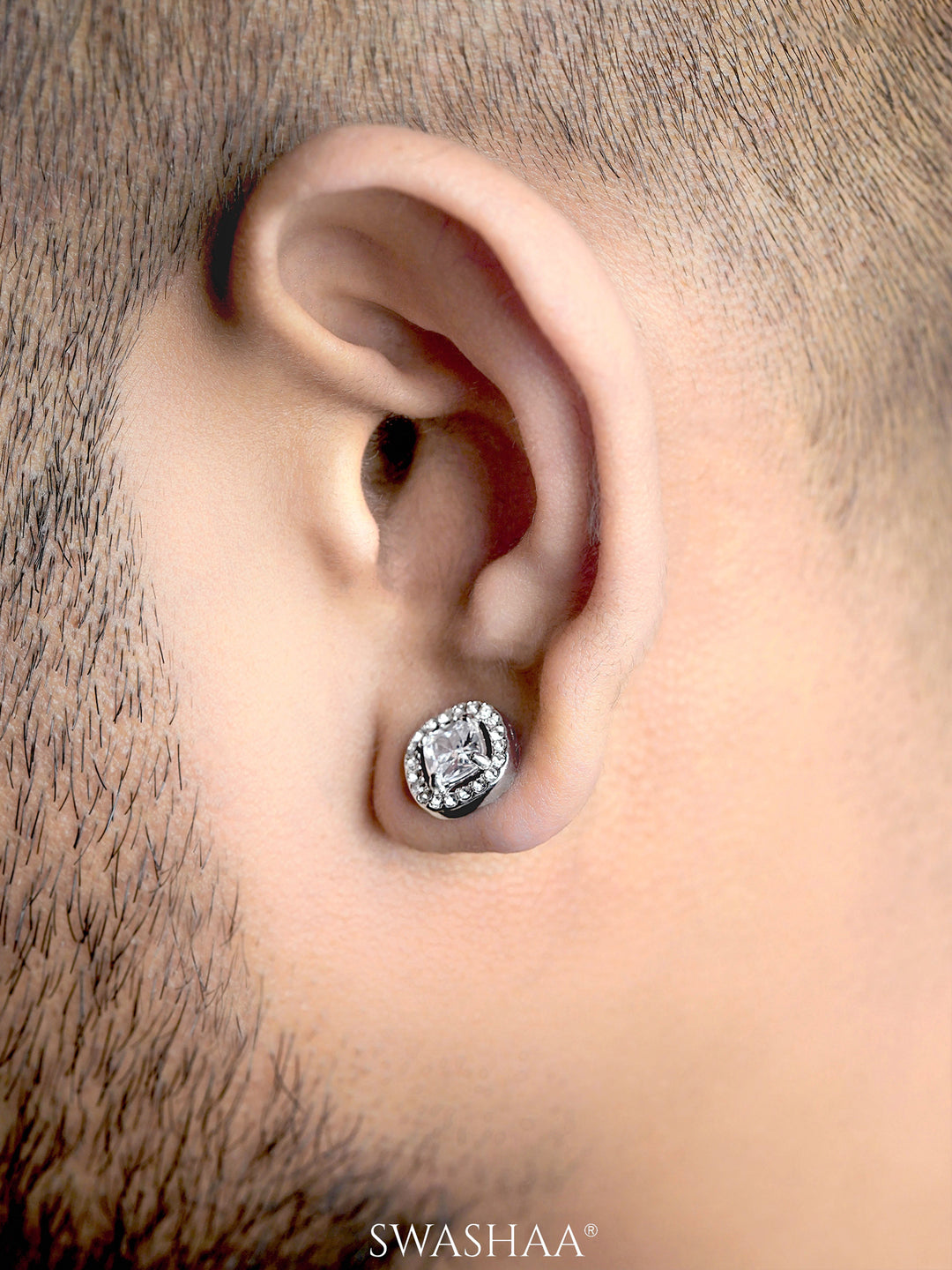 Lucent Cushion Men's Stud Earrings