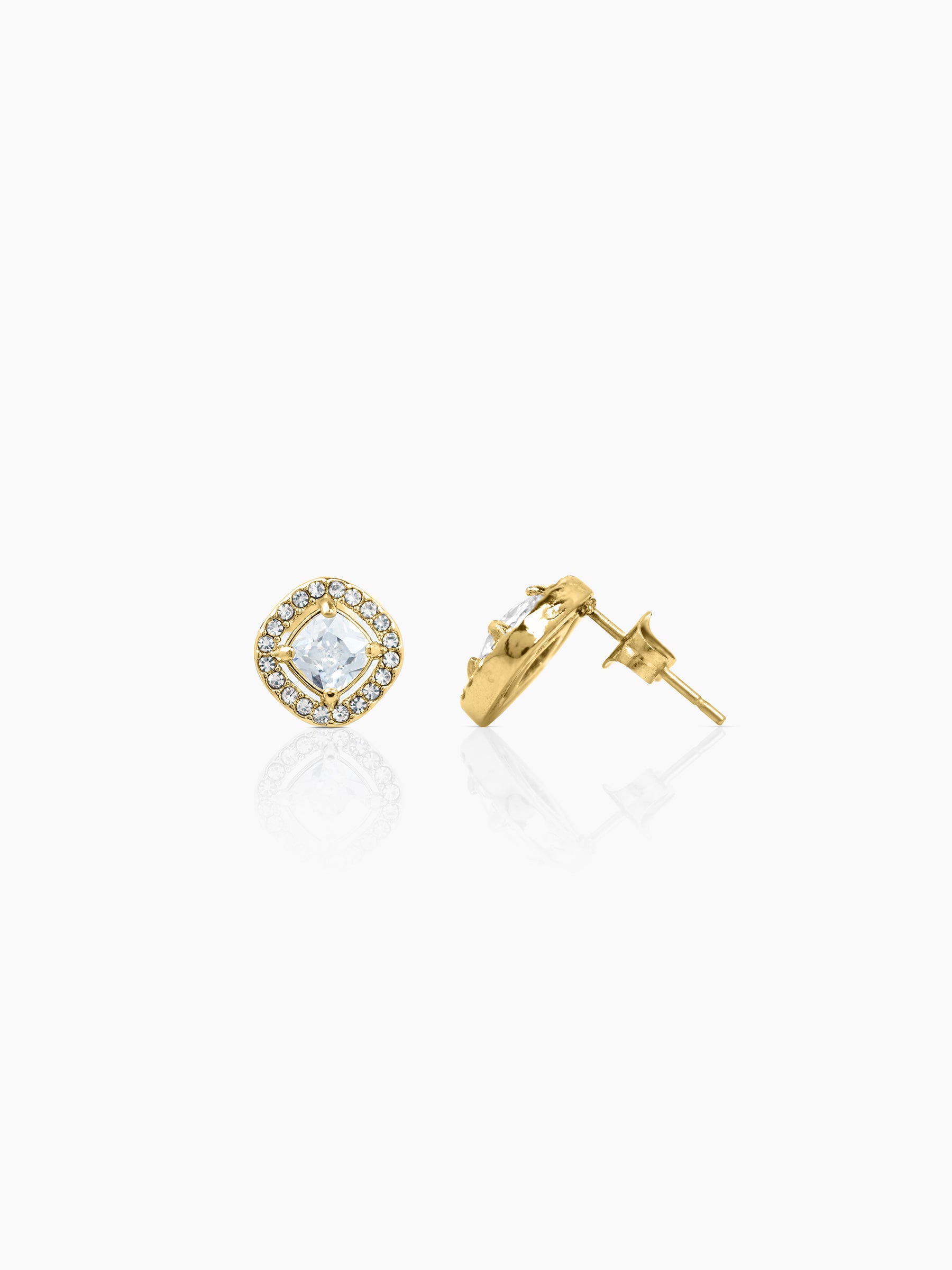 Lucent Cushion 18K Gold Plated Men's Stud Earrings Gold