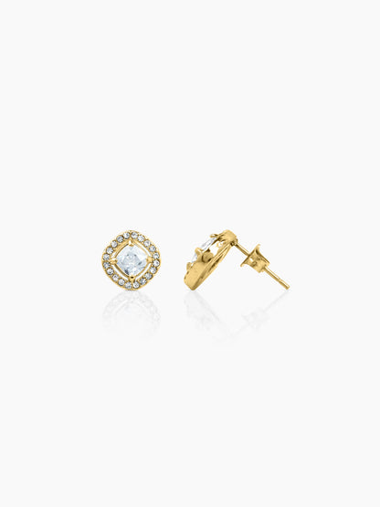 Lucent Cushion 18K Gold Plated Men's Stud Earrings Gold