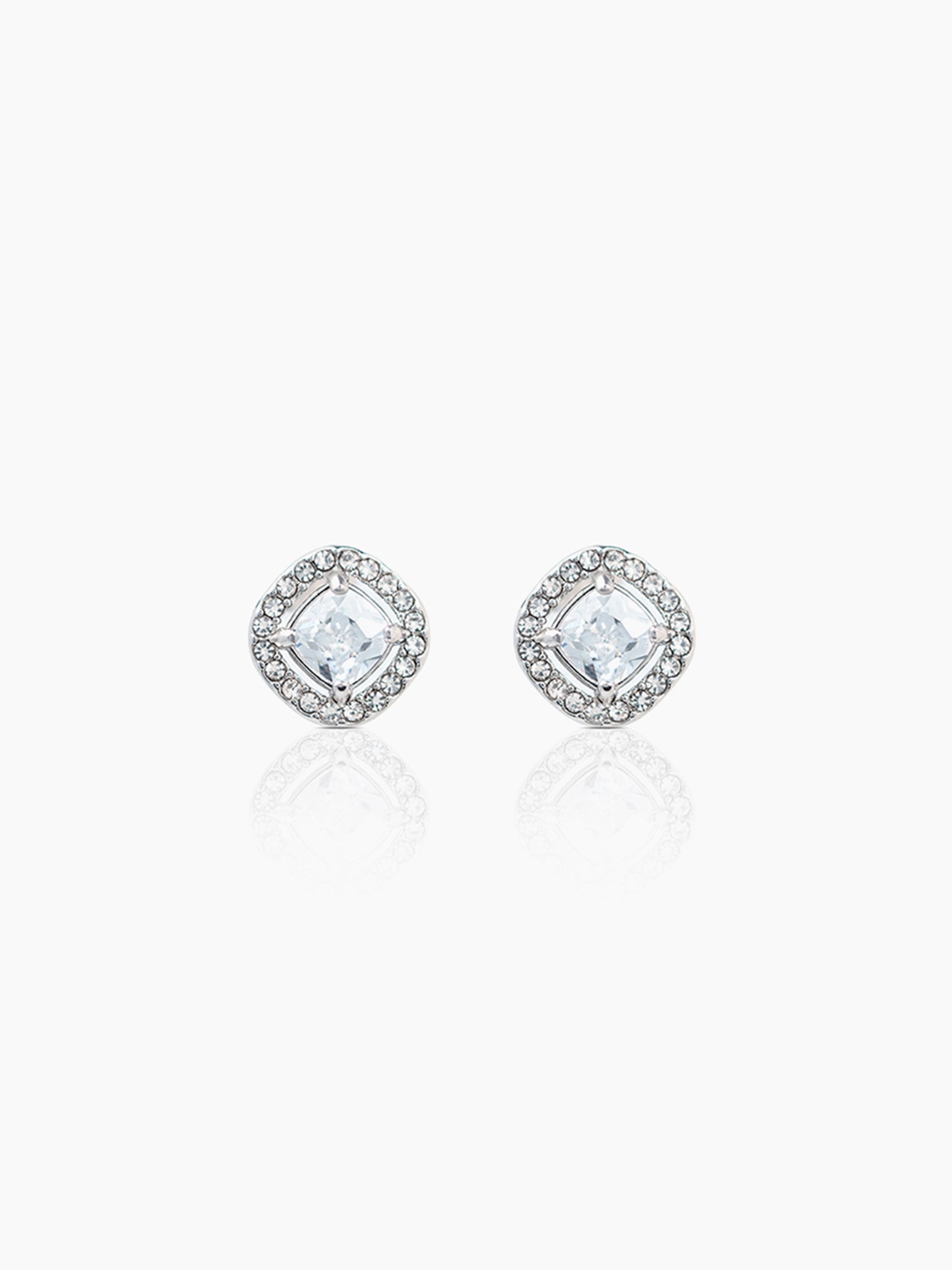 Lucent Cushion Silver Men's Stud Earrings