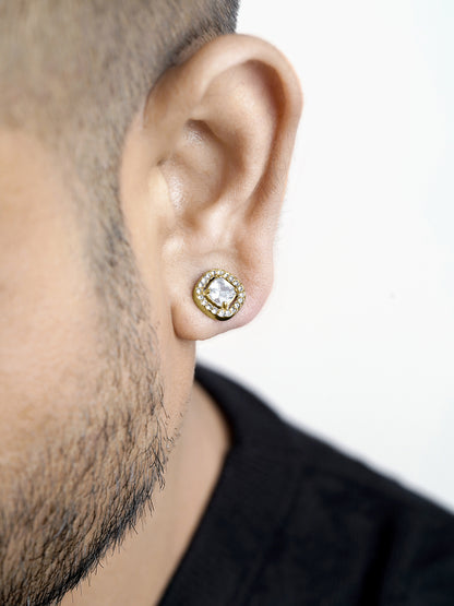 Lucent Cushion 18K Gold Plated Men's Stud Earrings