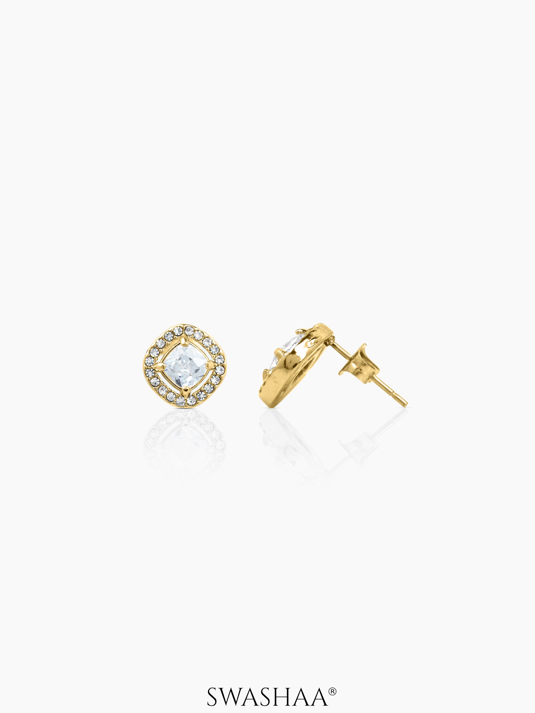 Lucent Cushion Men's Stud Earrings Gold