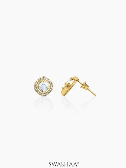 Lucent Cushion Men's Stud Earrings Gold