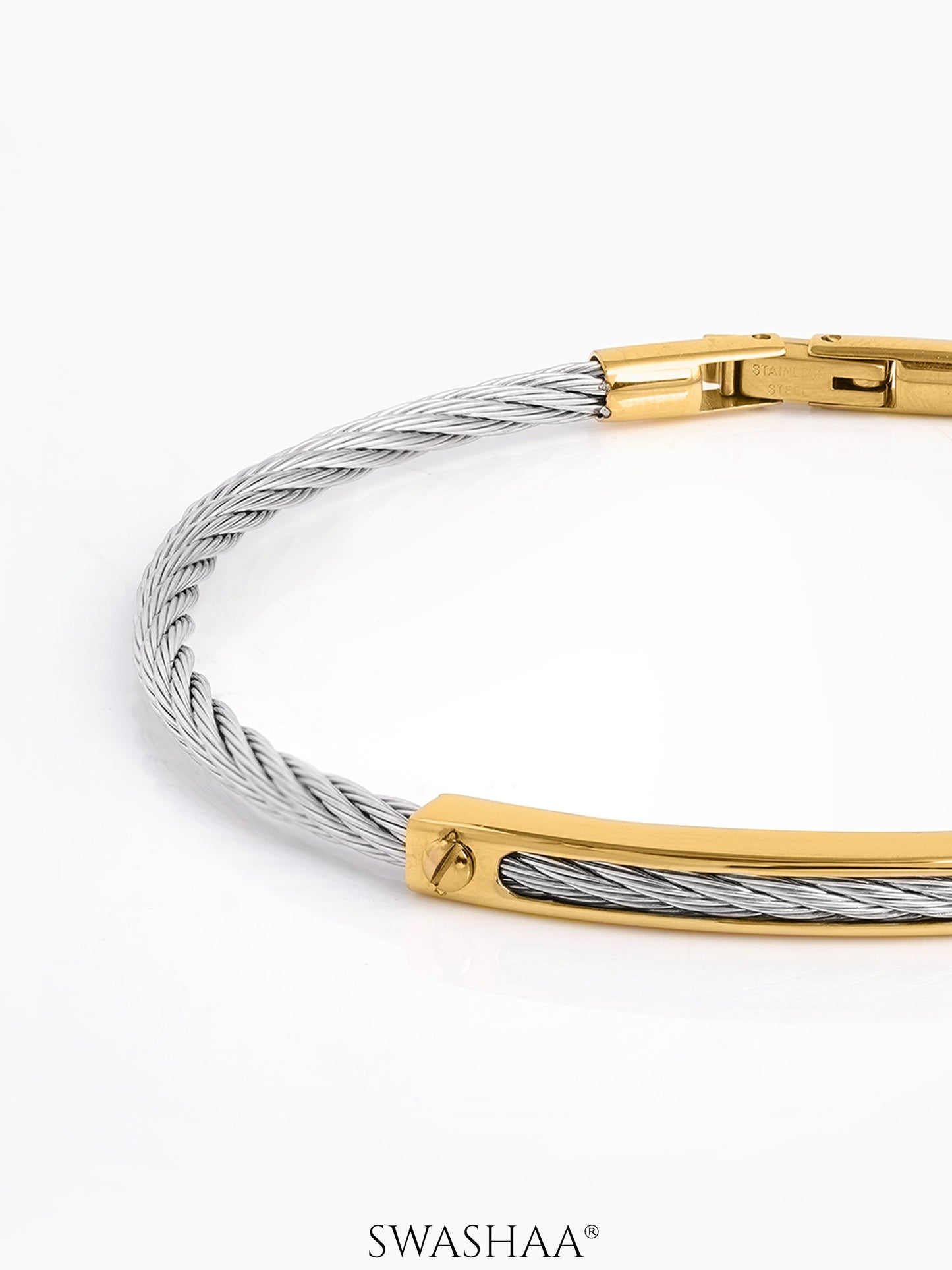 Lucian Wired Men's Bracelet Silver - 18K Gold