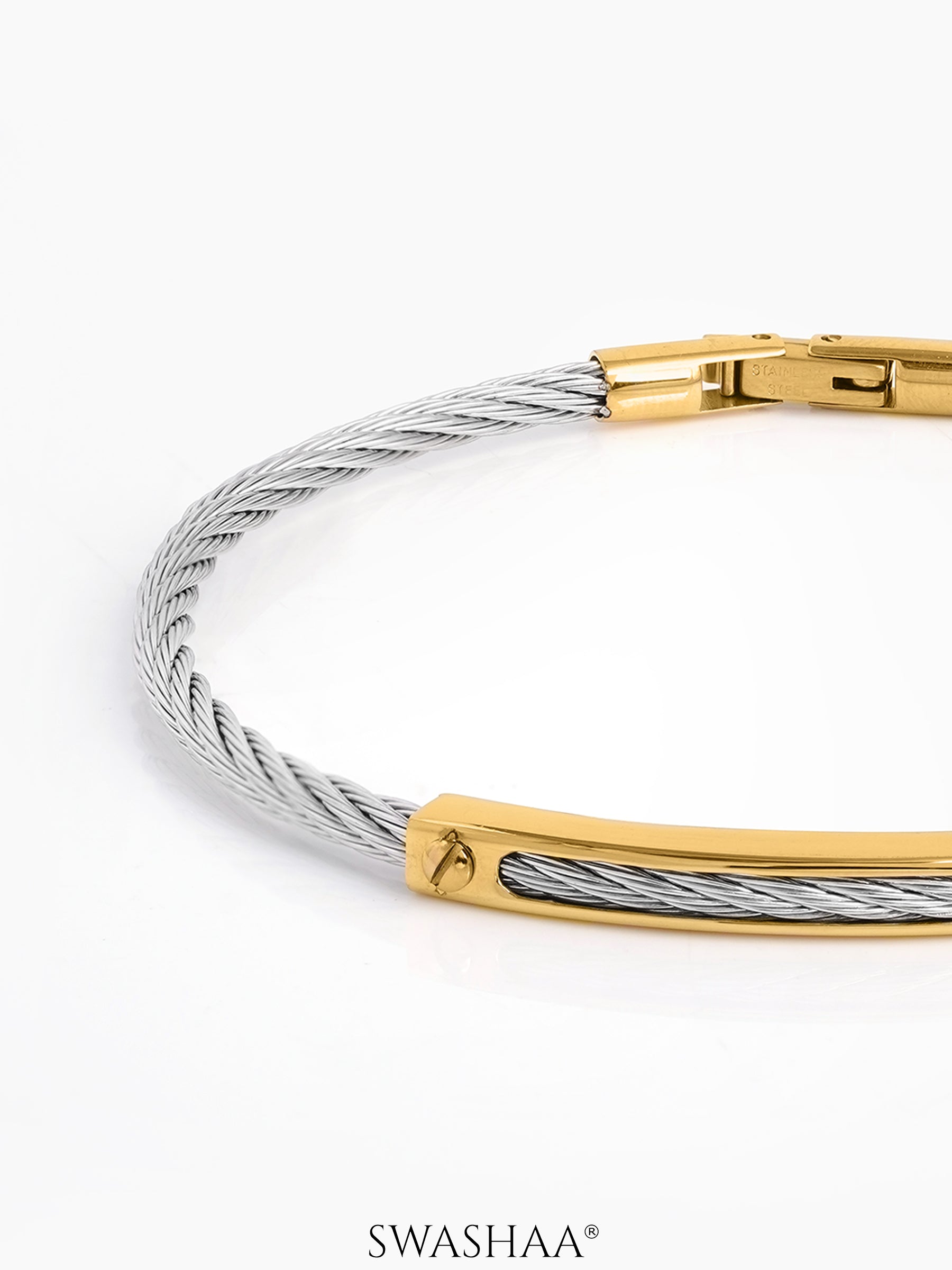 Lucian Wired Men's Bracelet Silver - 18K Gold