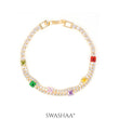 Lucy Multi Coloured Square-cut Layered Tennis Bracelet Gold
