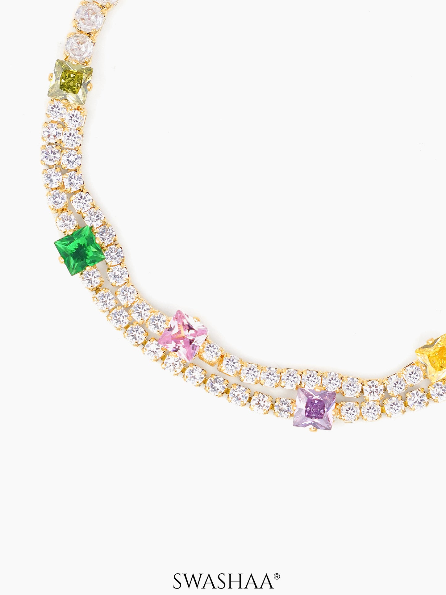 Lucy Multi Coloured Square-cut Layered Tennis Bracelet