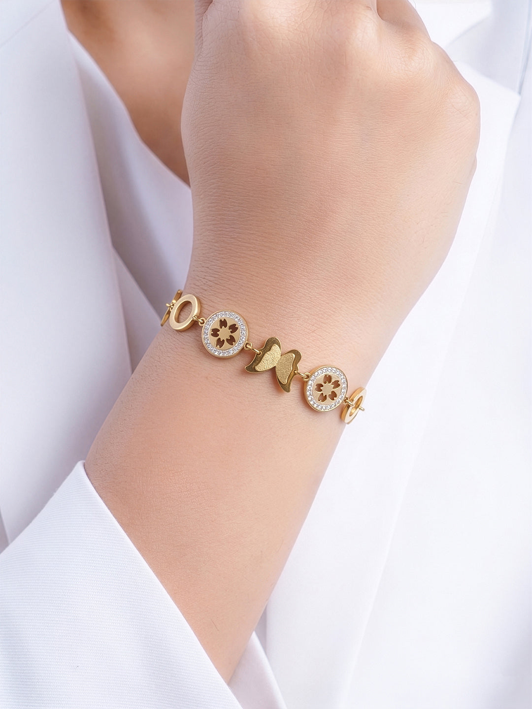 Lumira Butterfly 18K Gold Plated Charms Bracelet