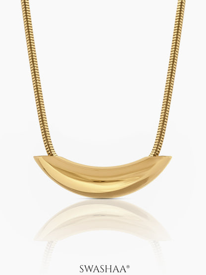 Luna Crescent Bold Snake Chain Necklace Gold