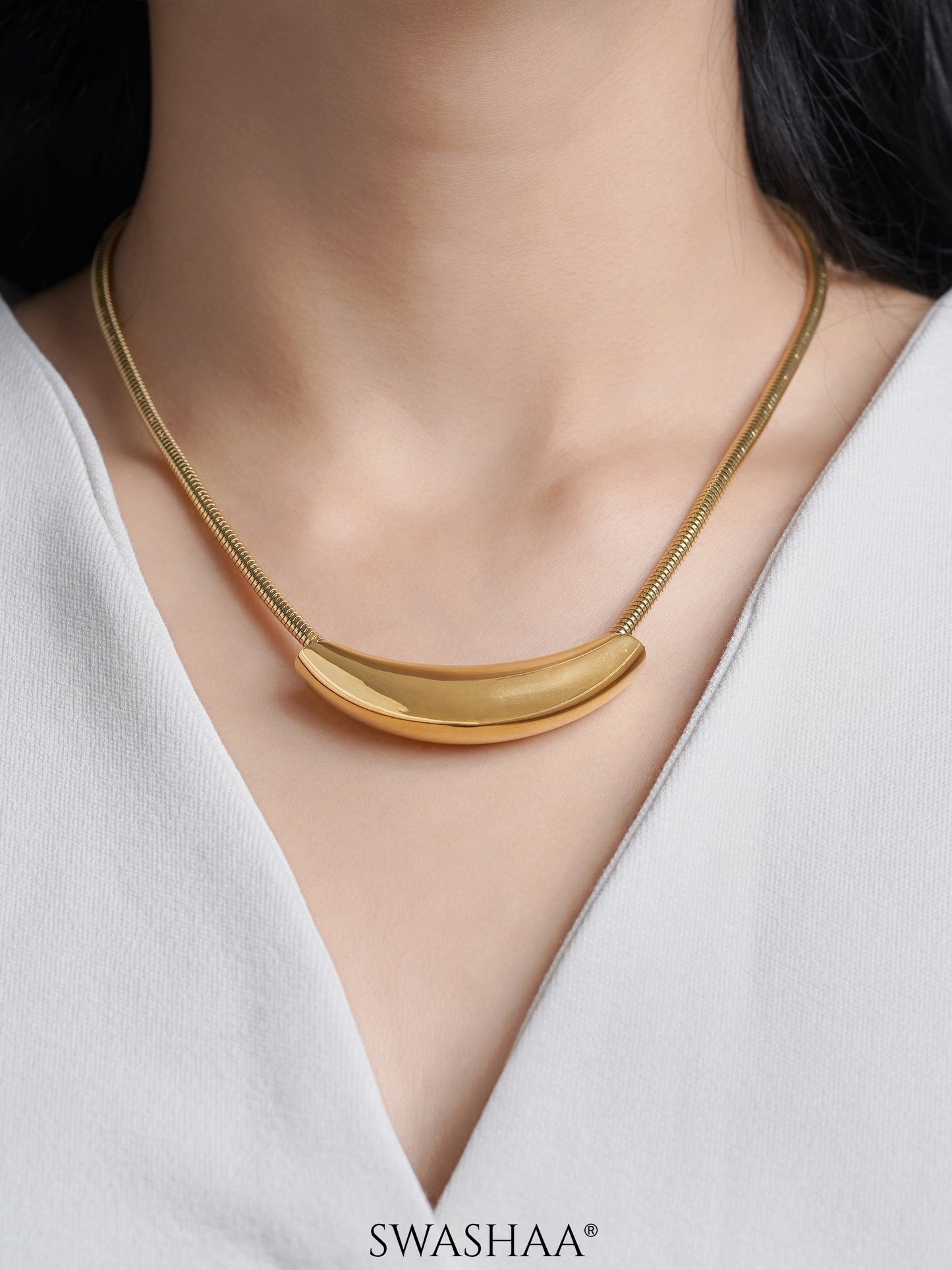 Luna Crescent Bold Snake Chain Necklace