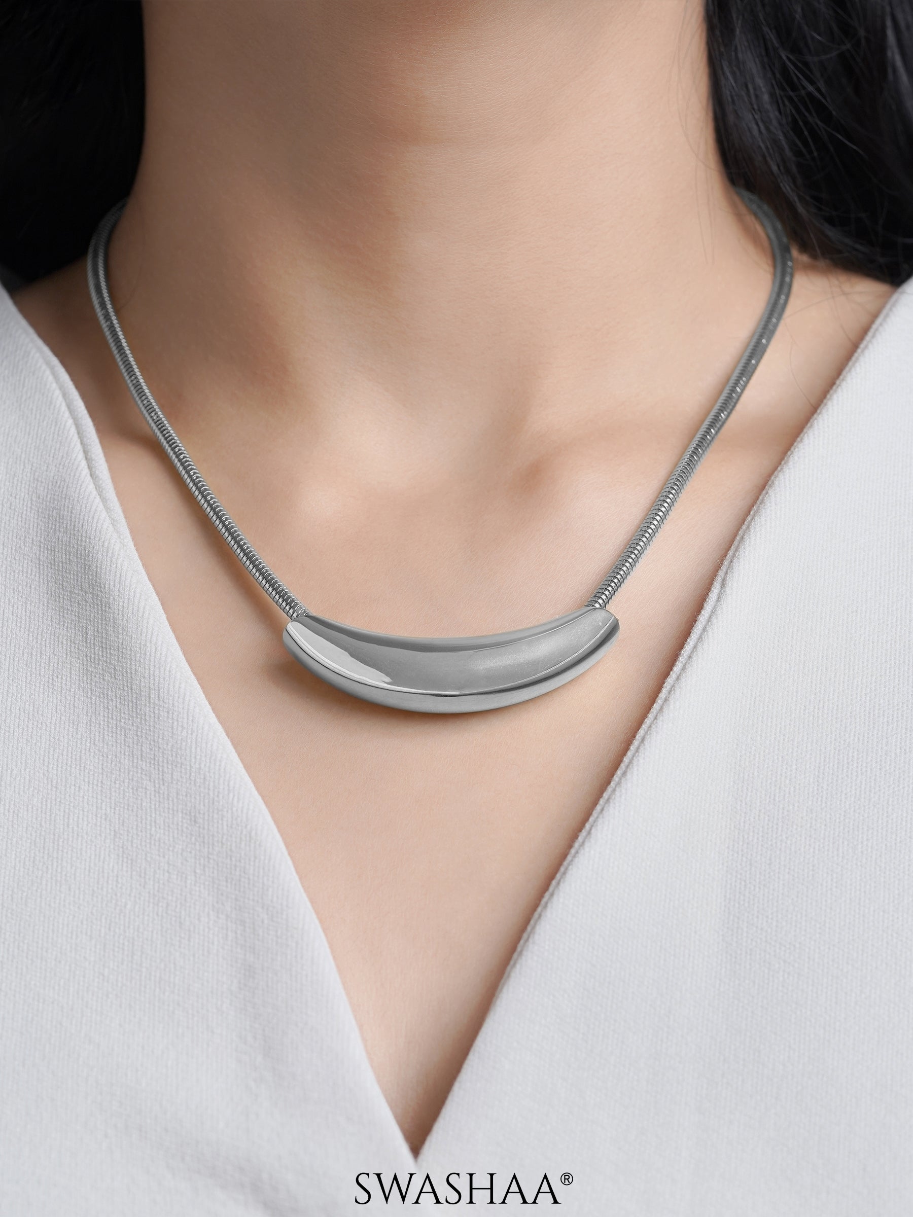 Luna Crescent Bold Snake Chain Necklace