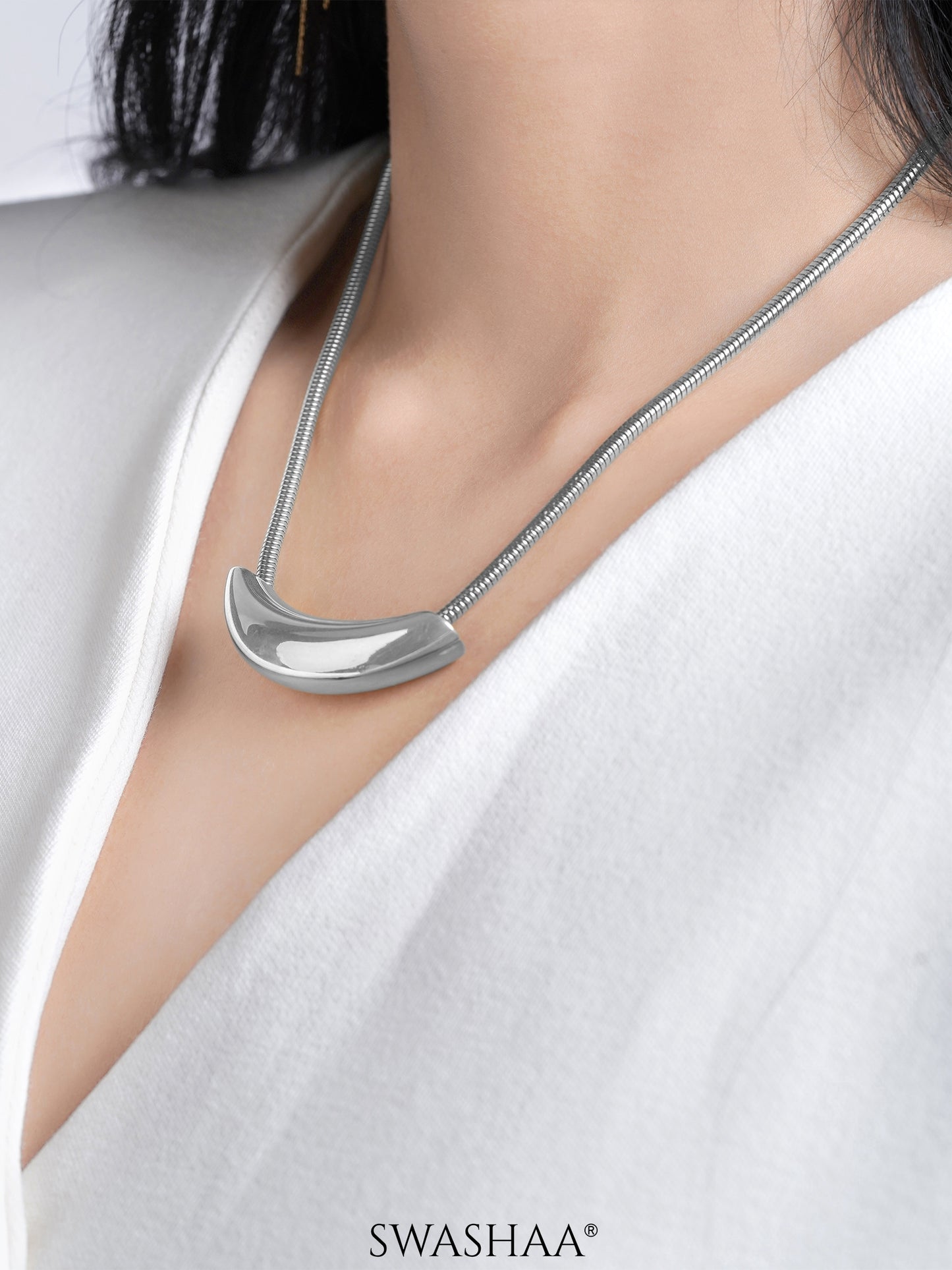 Luna Crescent Bold Snake Chain Necklace