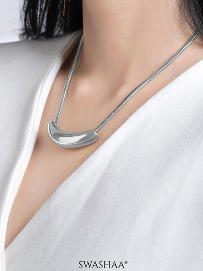 Luna Crescent Bold Snake Chain Necklace