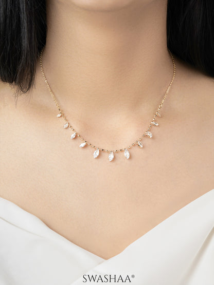 Lunara Marquise Drizzle Drop Charm 18K Gold Plated Choker