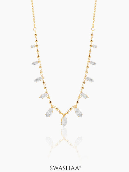 Lunara Marquise Drizzle Drop Charm 18K Gold Plated Choker Gold