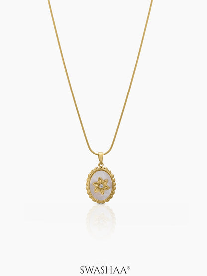 Lunara Pearl White Oval Necklace 18K Gold Plated