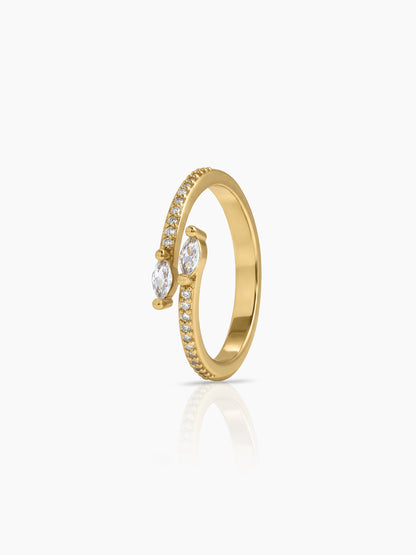 Lunessa Marquise Diamond 18K Gold Plated Women's Ring Gold