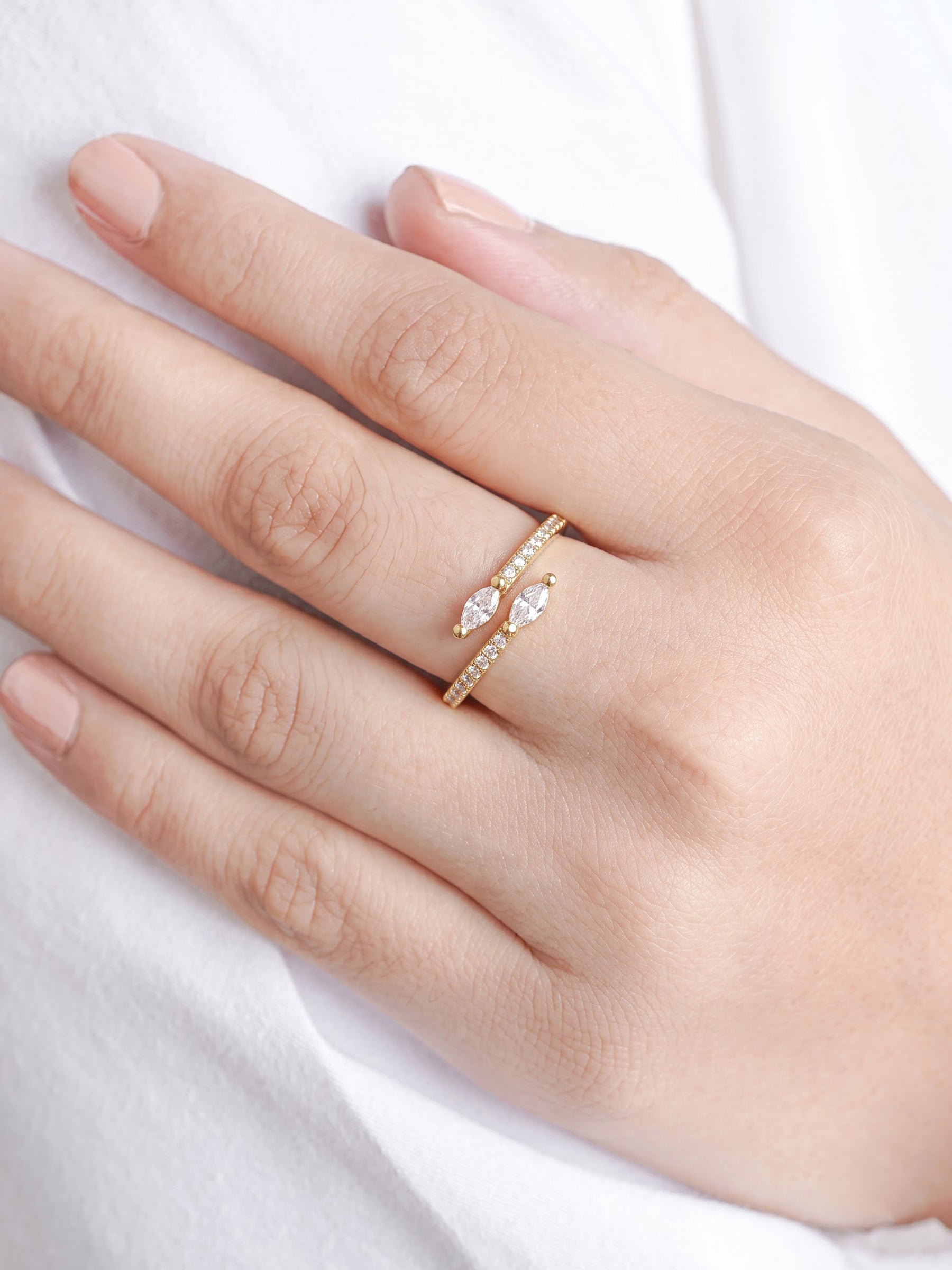 Lunessa Marquise Diamond 18K Gold Plated Women's Ring
