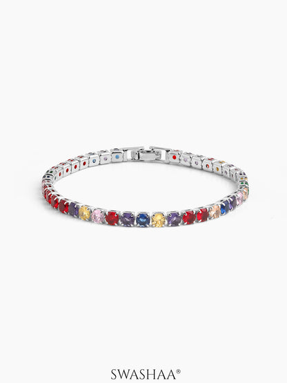 Lunira Multi Diamond Tennis Bracelet Multi - Silver