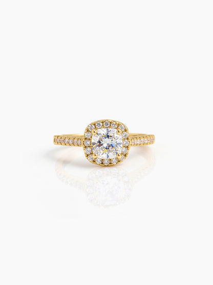 Lureza Solitaire Halo 18K Gold Plated Women's Ring