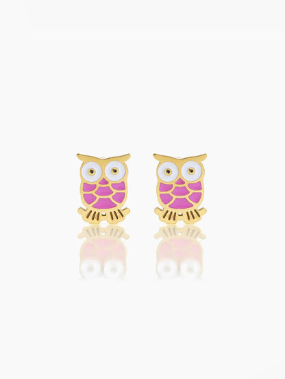 Mac Owl 18K Gold Plated Kid's Earrings