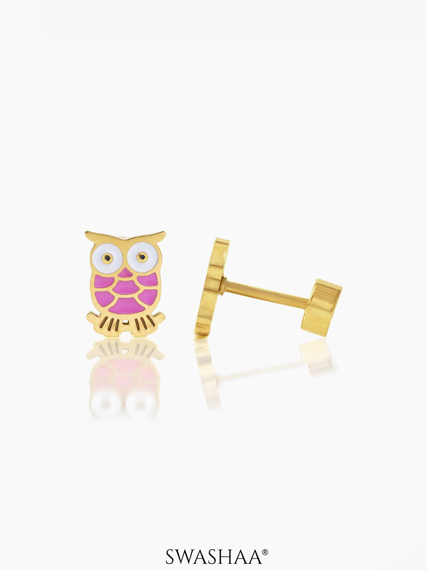 Mac Owl 18K Gold Plated Kid's Earrings