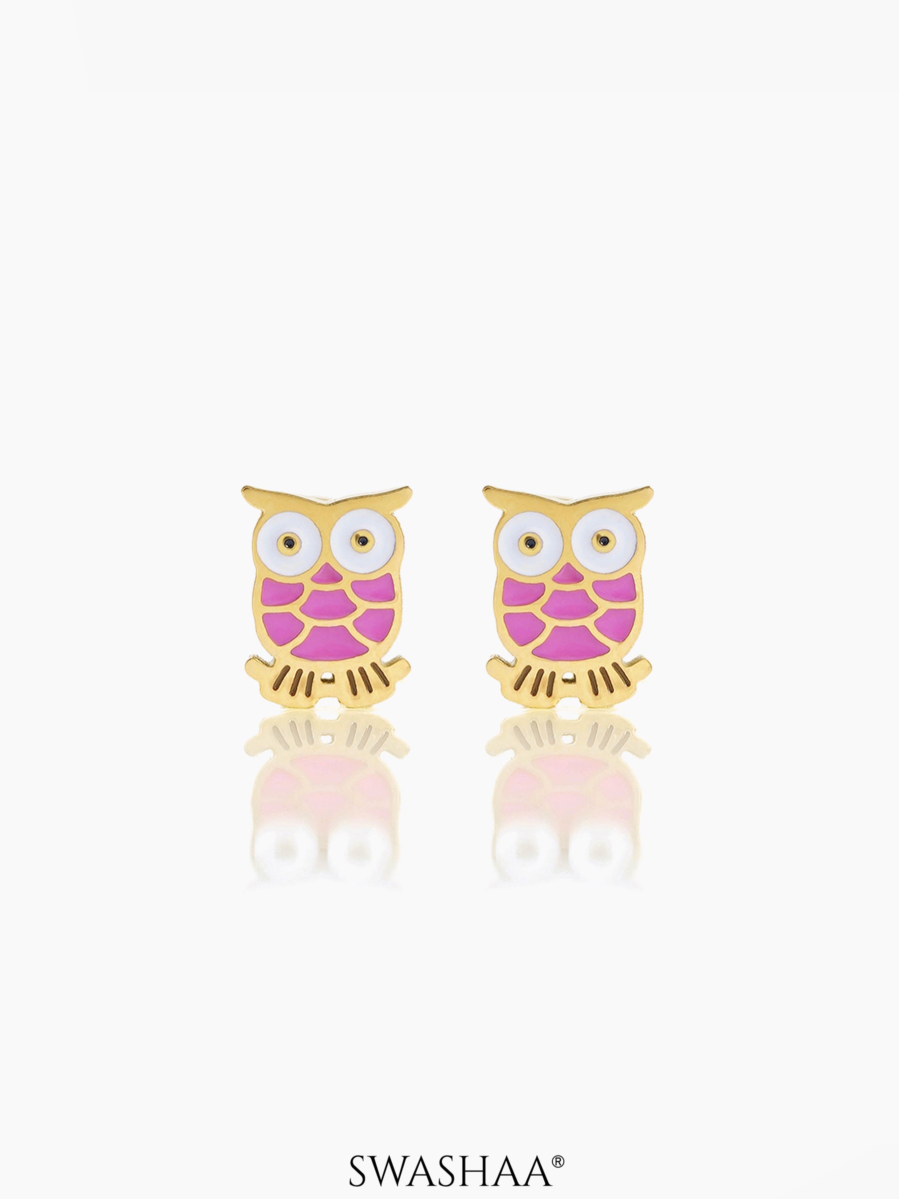 Mac Owl 18K Gold Plated Kid's Earrings