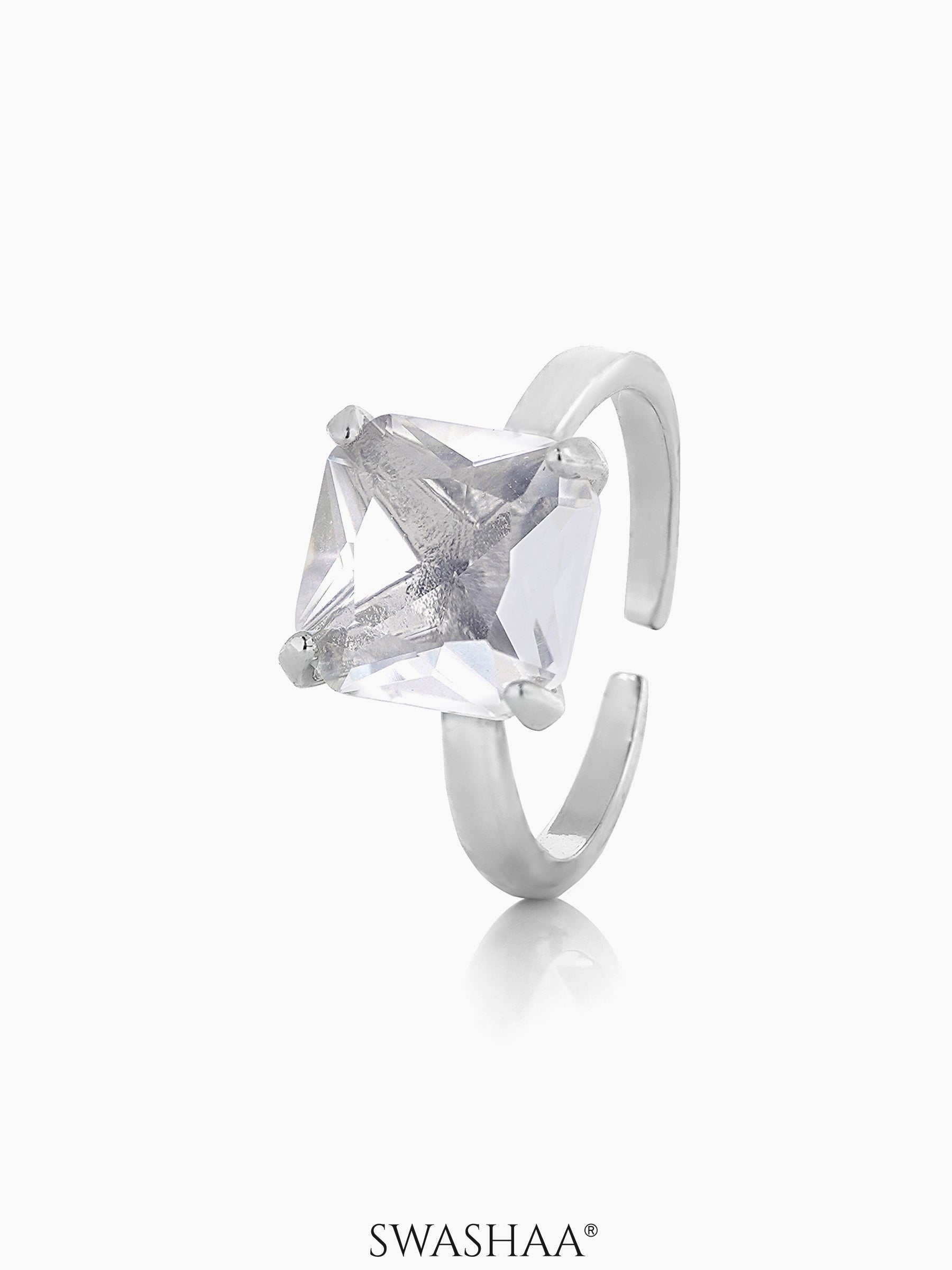 Mack Solitaire Ring White Silver