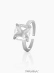 Mack Solitaire Ring White Silver