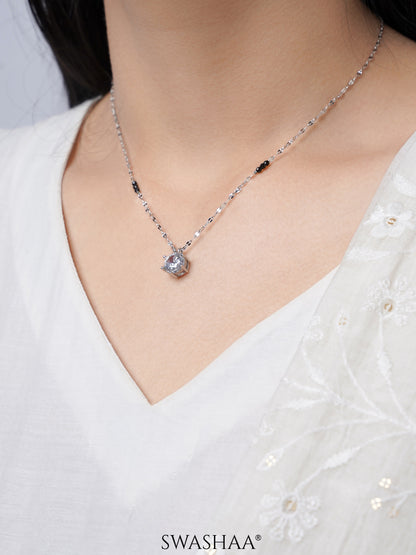 Madan Solitaire Silver Mangalsutra