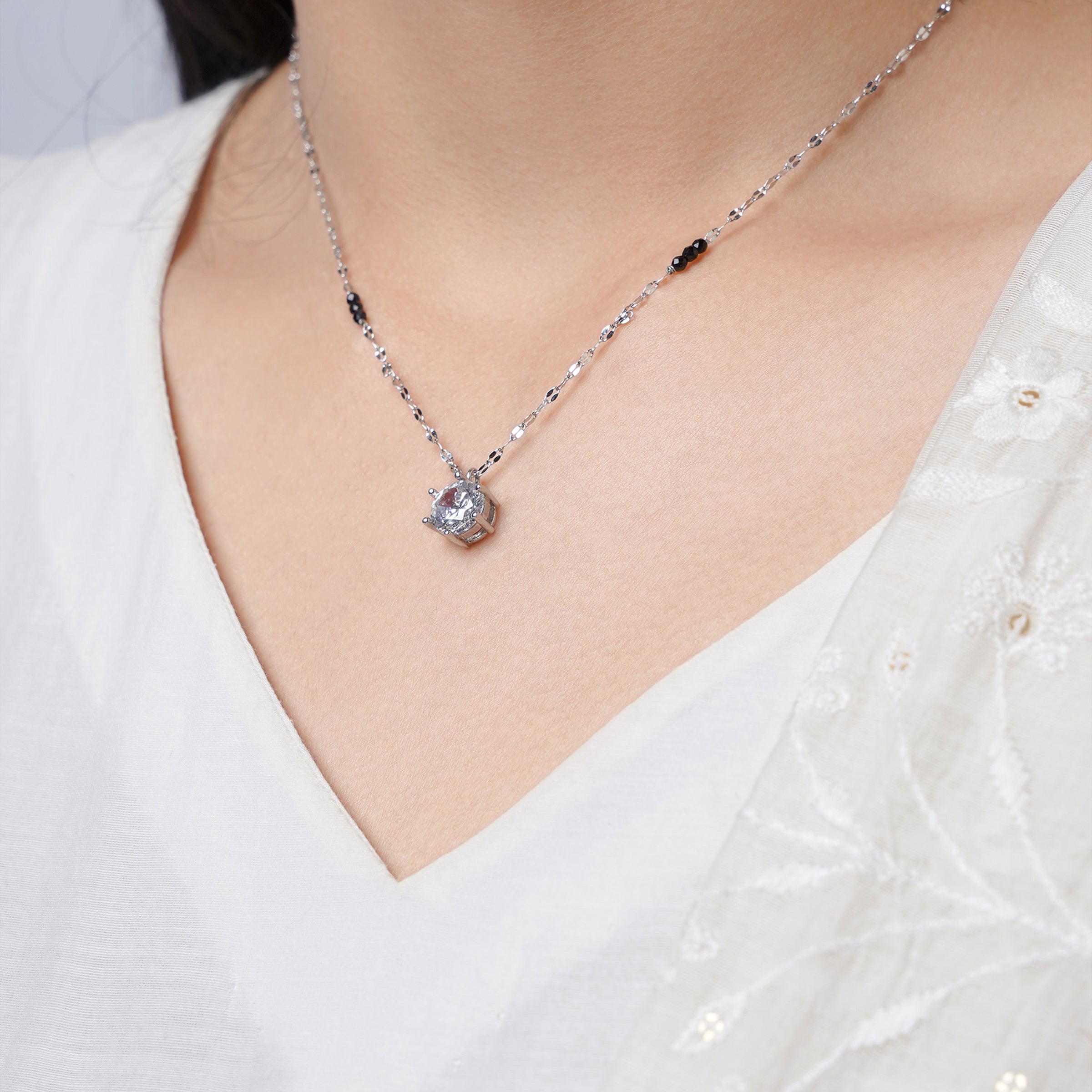 Madan Solitaire Silver Mangalsutra
