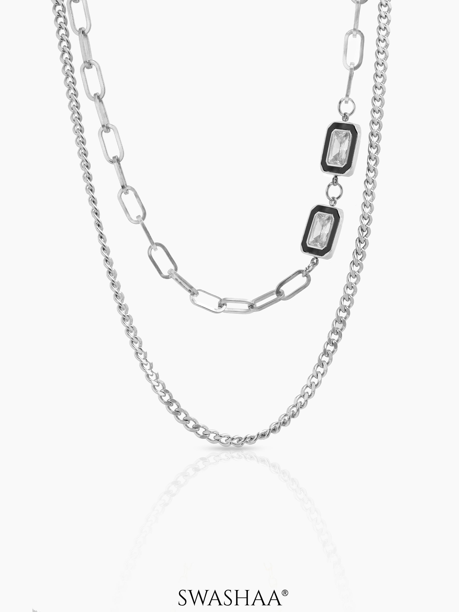 Maelin Solitaire Layered Men's Chain Silver
