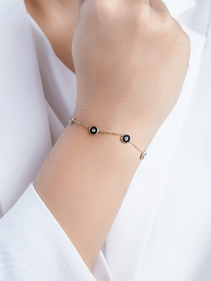 Maelis Black Charms 14K Gold Plated Bracelet