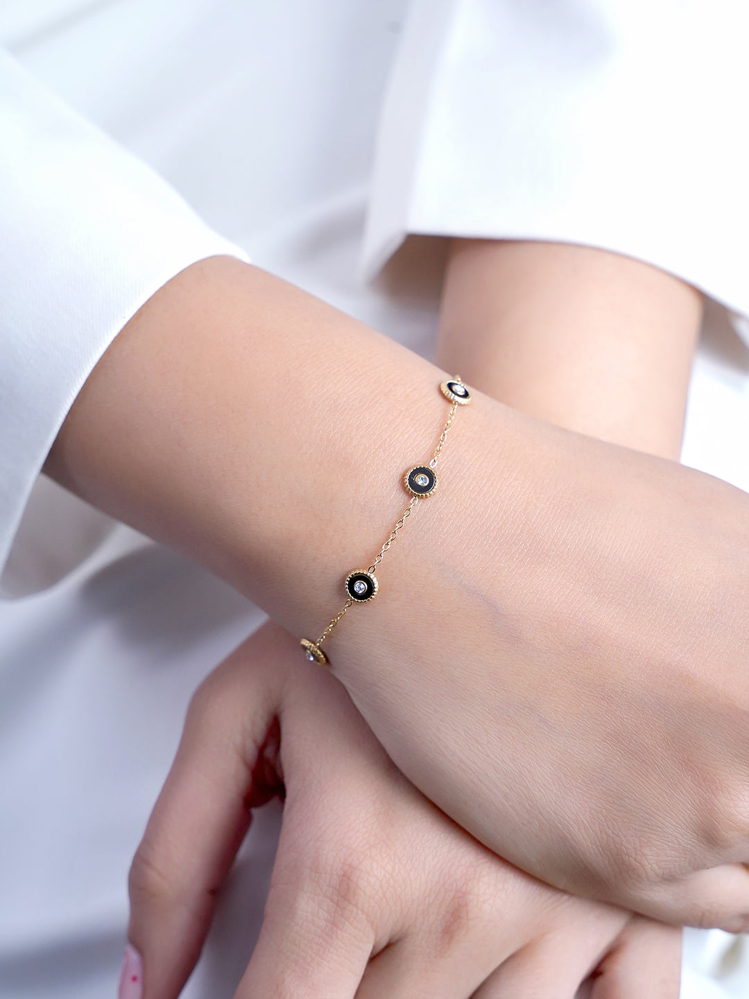 Maelis Black Charms 14K Gold Plated Bracelet