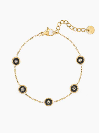 Maelis Black Charms 14K Gold Plated Bracelet
