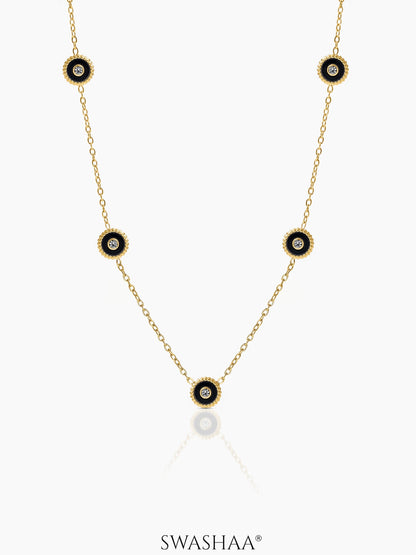 Maelis Black Charms Necklace 18K Gold Plated